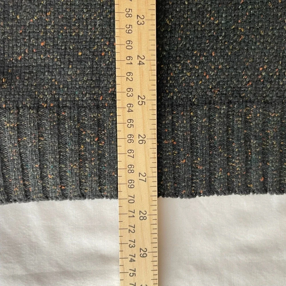 Fiume Men's Gray Speckled Wool Blend Quarter Button Polo Sweater Size XL